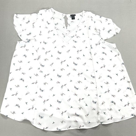 Torrid Top Women's 3 3X White Cottagecore Boho Beachy Birds Criss Cross Flutter - Picture 8 of 14